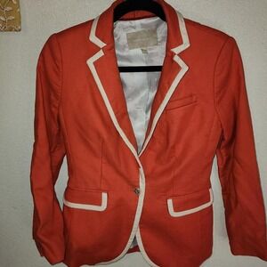 Banana Republic Women's Linen Blend Coral Blazer Size 2